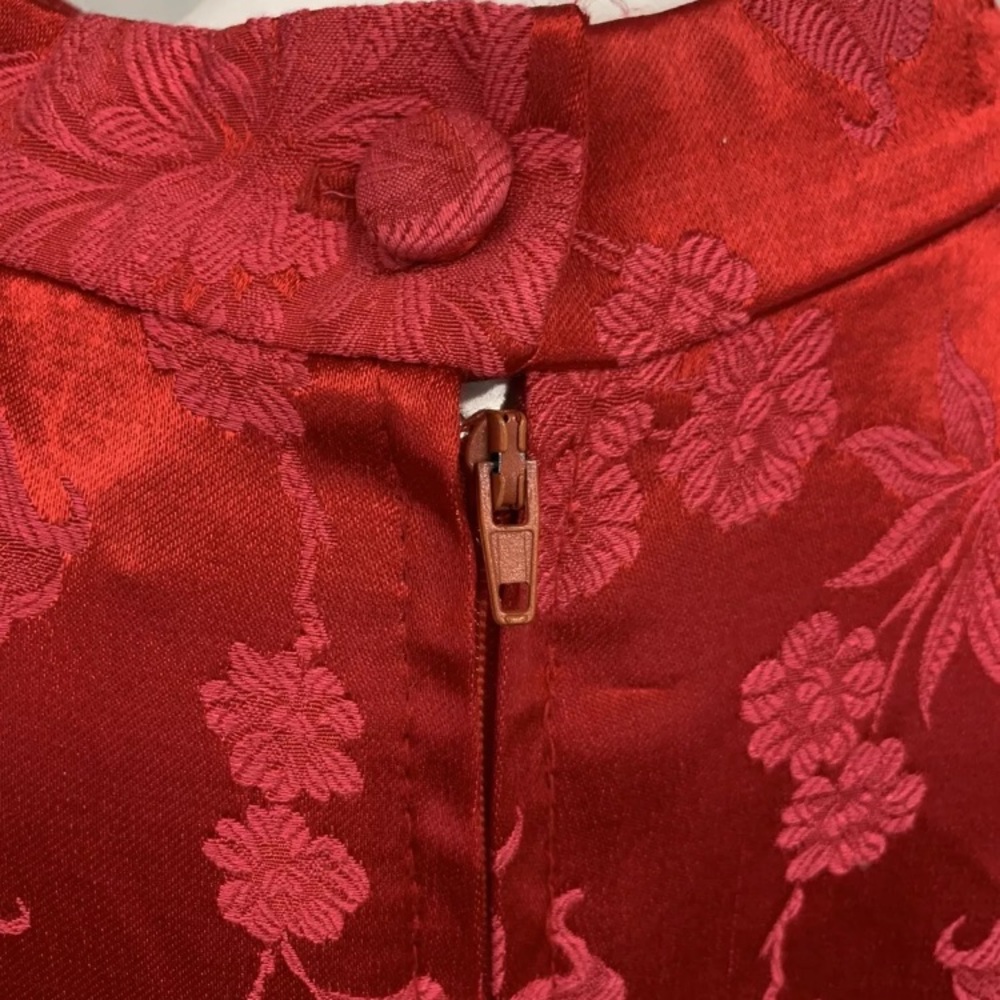 Women's Molly Malloy Vintage 12 Kimono Floral Red Asian Geisha Maxi Sheath Dress - Picture 9 of 12